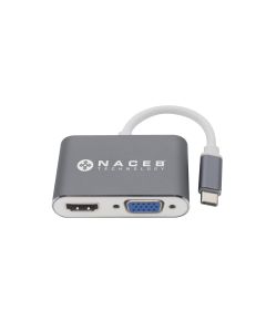Adaptador Tipo C a HDMI+VGA Naceb Technology NA-0113