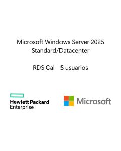 Sistema Operativo Hewlett Packard Enterprise LTU de Microsoft Windows Server 2025 con servicio de escritorio remoto 5 usuarios CAL WW